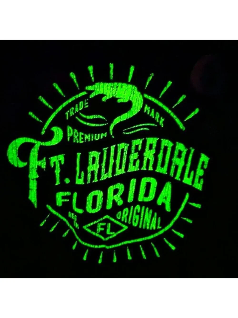 Fort Lauderdale T Shirt Youth Size Medium Blue Glow In The Dark Travel Tee